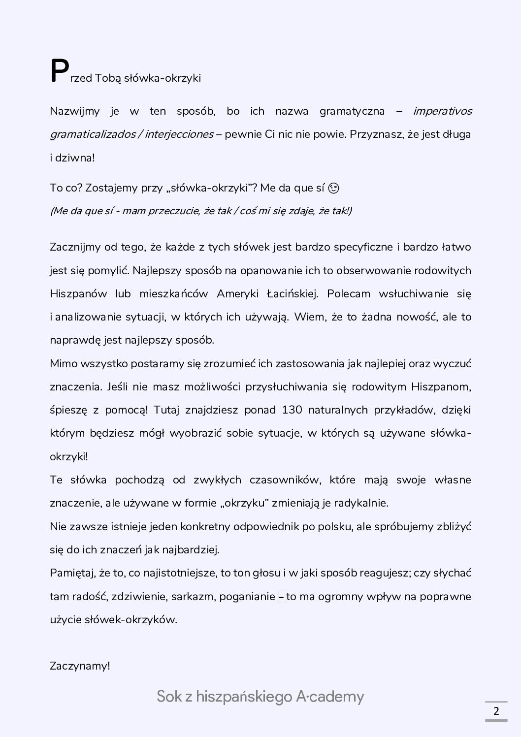 Hiszpańskie Słówka-Okrzyki na przykładach - obrazek 3
